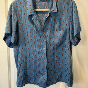 100% Silk Vintage Anne Klein Short Sleeve Button-Up Shirt